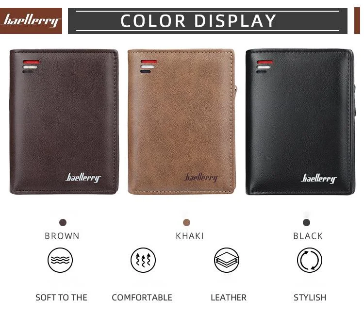 Men's Short Wallet Baellerry Vertical Multi Card Holder Purse_voghion.com