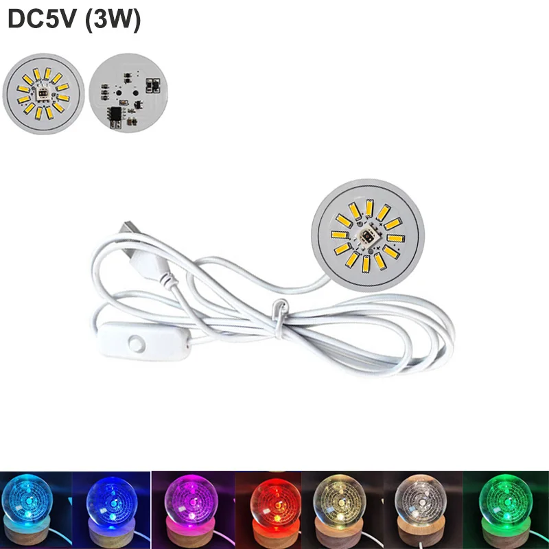 DC5V Low Voltage LED RGB Light Board 3W Colorful Gradient Round Lamp ...