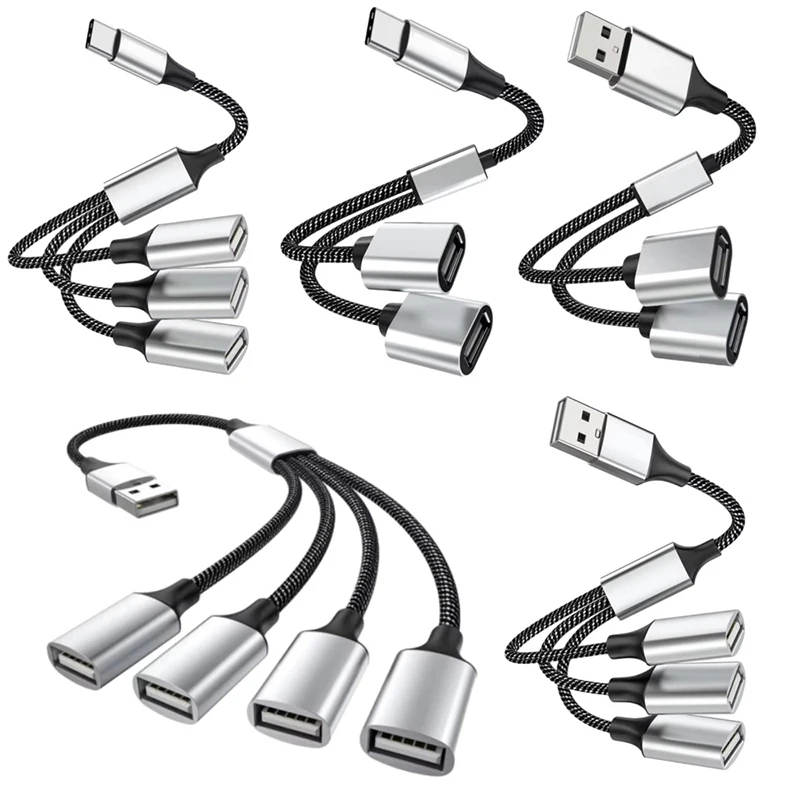 Type C To USB 4 Port Multi Port Splitter Adapter Cable OTG High Speed For PC Computer Accessories Multiport 1 USB to 3 USB 2.0