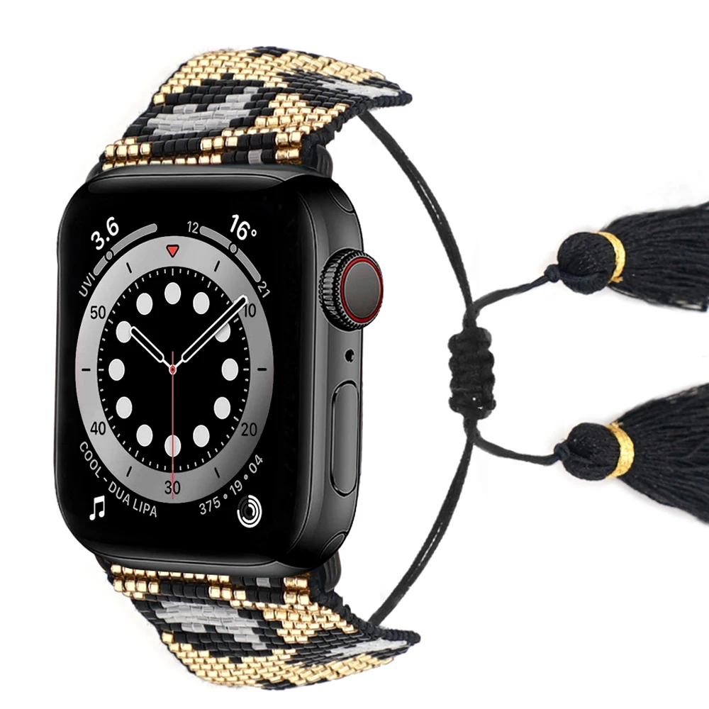 

Miyuki Strap Handmade Adjustable Compatible Apple Watch Band 38mm 40mm 41mm 42mm Series SE Ultra 8/7/6/5/4/3 for Women Men