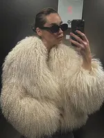 Green Fashion Oversize Plush Fur Coat For Women Elegant Soft Warm Long Sleeves Loose Jackets Winter Chic 2024 Street Outerwear ﻿ 1