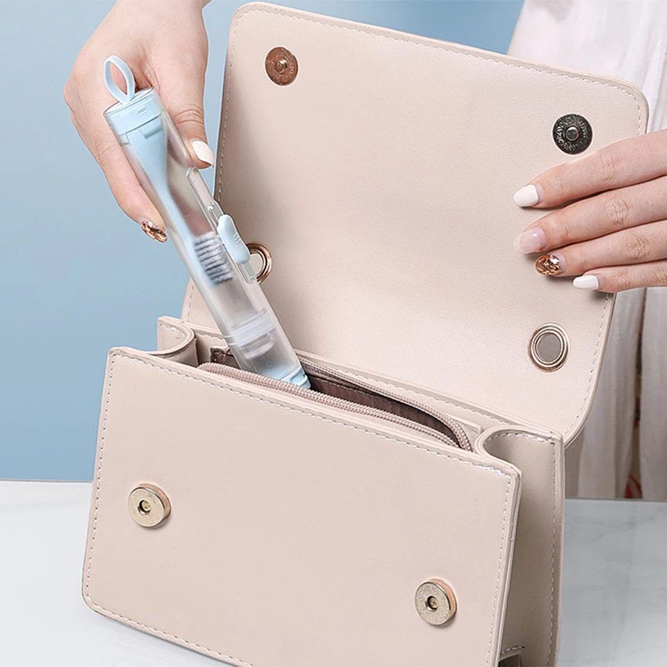 3-in-1 Travel Toiletries Set - Foldable Toothbrush, Toothpaste Dispenser & Cup, Leak-Proof, Compact For Carry-On