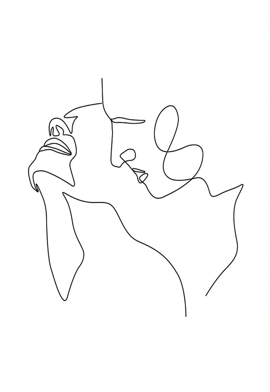 thumbnail image 1 of Póster abstracto de dibujo de una línea de pareja de amor, posturas especiales para hombre y mujer, pintura en lienzo, arte minimalista para pared, imagen para decoración del hogar, 1 of 5