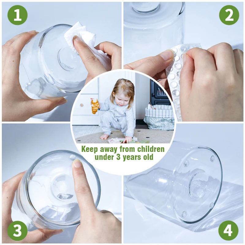 100 plastic cushioning pads, 1/3 inch, noise reduction and collision prevention, used for small items such as water cups