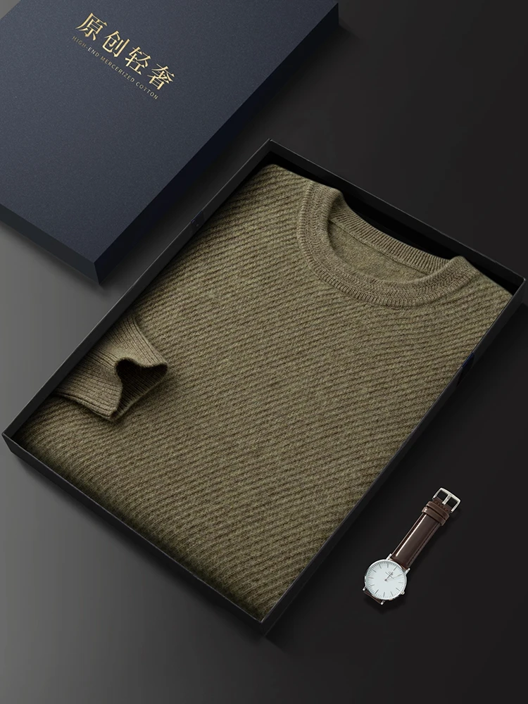 Men 100% Cashmere Knit Sweaters Warm Long Sleeve Pullovers Round Neck Male Luxury Clothing Jumper Tops Spring Fall Winter 2024 4