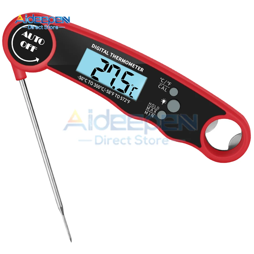 Instant Read Meat Thermometer Best Waterproof Ultra Fast Digital Food Water Milk Thermometer for Outdoor Cooking BBQ and Kitchen