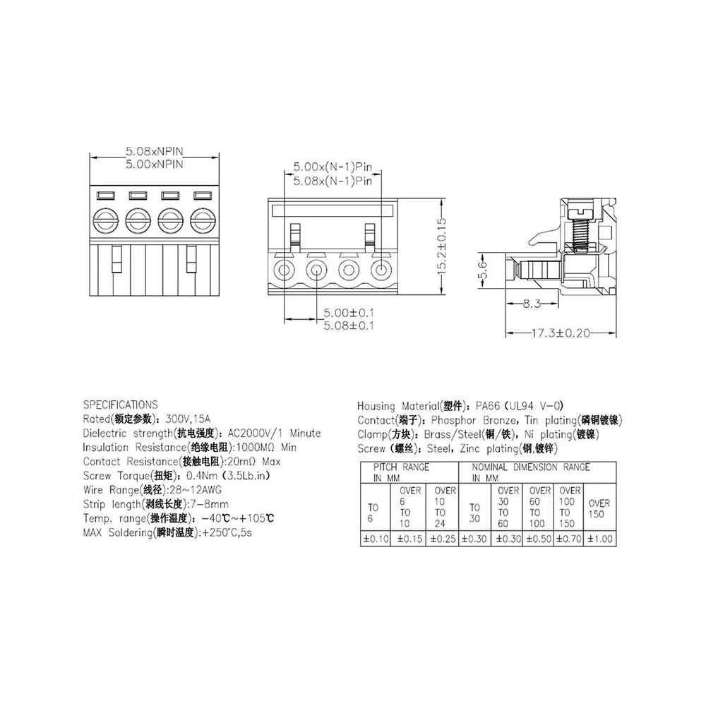 Description Picture 2 of item1Pcs KF2EDGK 5.08 2EDG PCB 2PIN /3P/4P/5P/6P/7P/8P/9P/10P/12P/13P/14P Connector Plug-In Terminal Block Housing Phoenix Contact