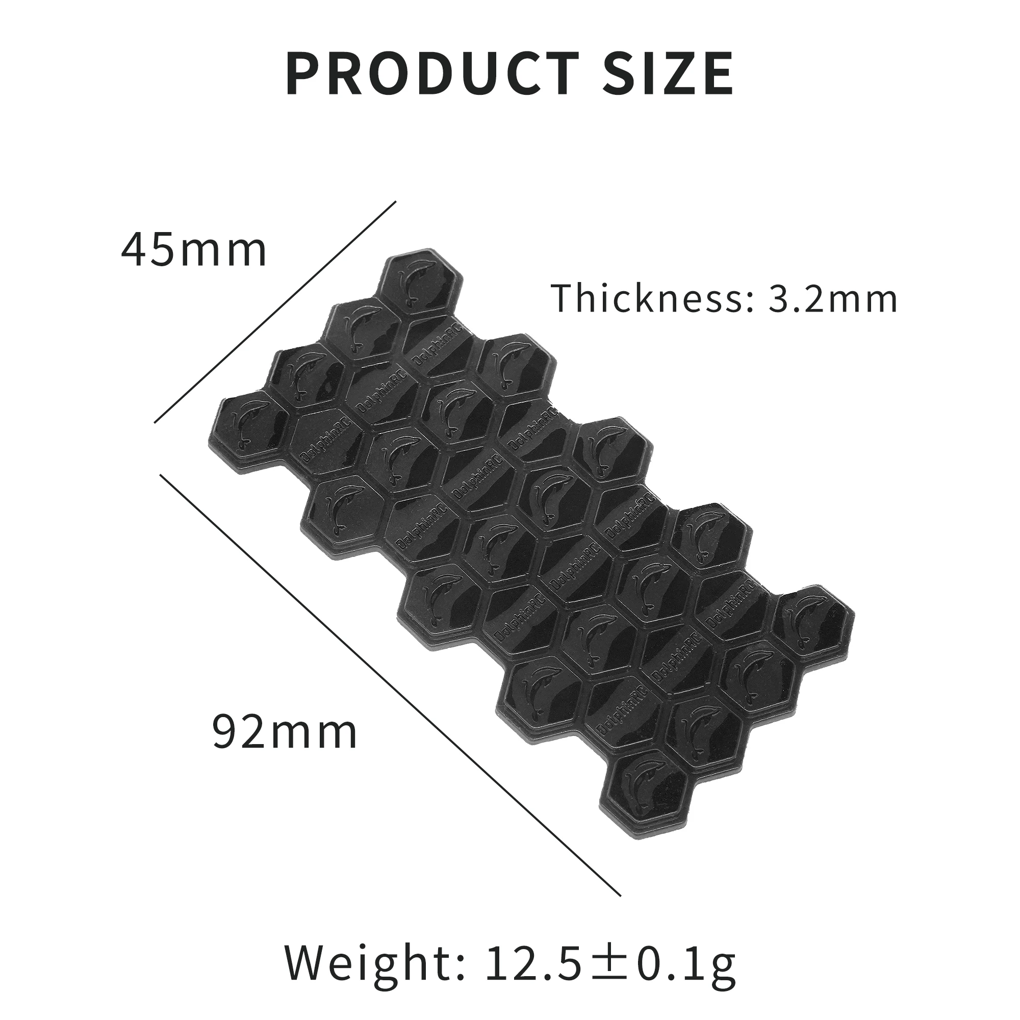 Tapis antidérapant lavable pour batterie de drone RC FPV enroulé, prêt à être installé, avec adhésif visible.
