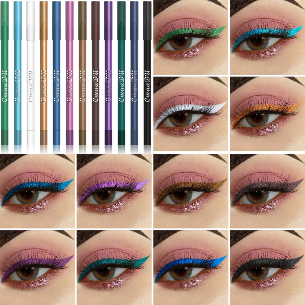 

12Pcs Shimmer Eyeliner Eyeshadow Gel Pencil Lying Silkworm Pen Brighten Sparkling Makeup Eye Liner Set Shadow Cream Stick DC05