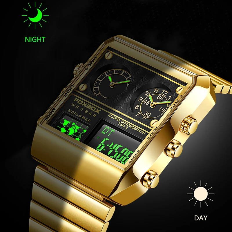 2023 FOXBOX New Top Brand Luxury Fashion Men Watches Gold