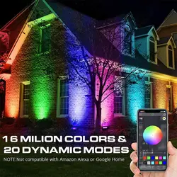 Projecteur LED étanche intelligent, avec application Bluetooth pour régler la couleur RGB, 16 millions de couleurs de lumière, Spot de noël 
