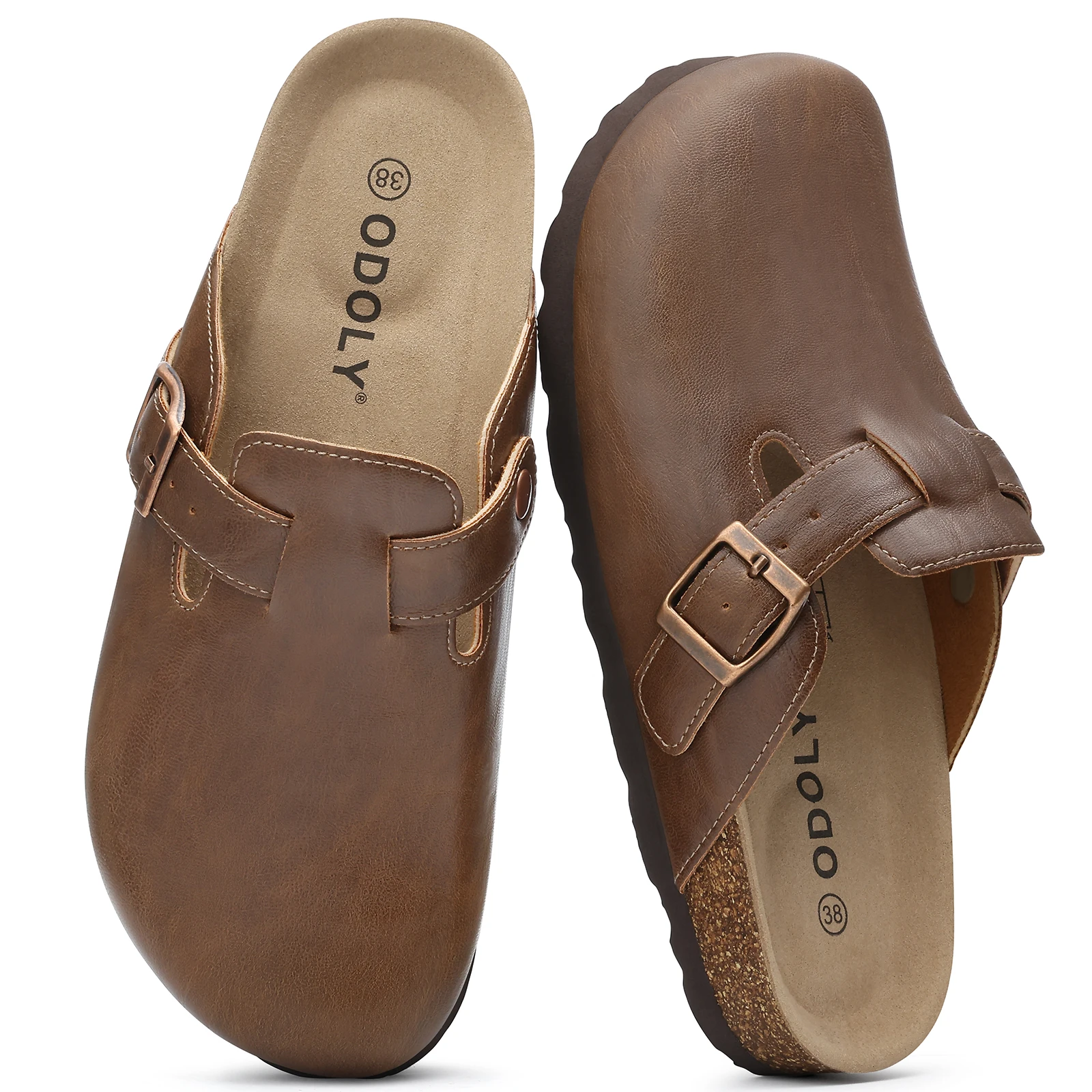 Vegan Leather Mules With Cork Insole And Arch Support For Women_voghion.com