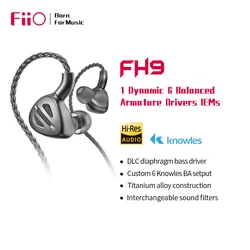 FiiO FH9 Earphones 1DD+6BA HiFi Knowles with High Quality Detachable MMCX 2.5/3.5/4.4 Earbuds