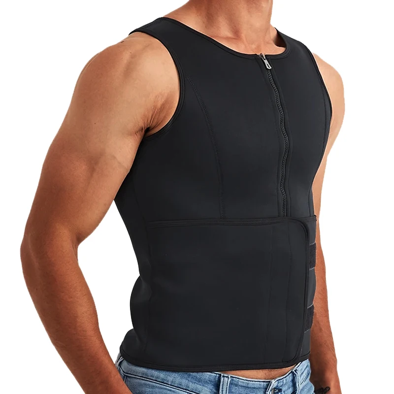 Men Neoprene Sauna Zipper Waist Trainer Corset Vest Belly Trimmer Compression Body Shaper Shirts Slimming Belt Faja Shapewear - Image 4