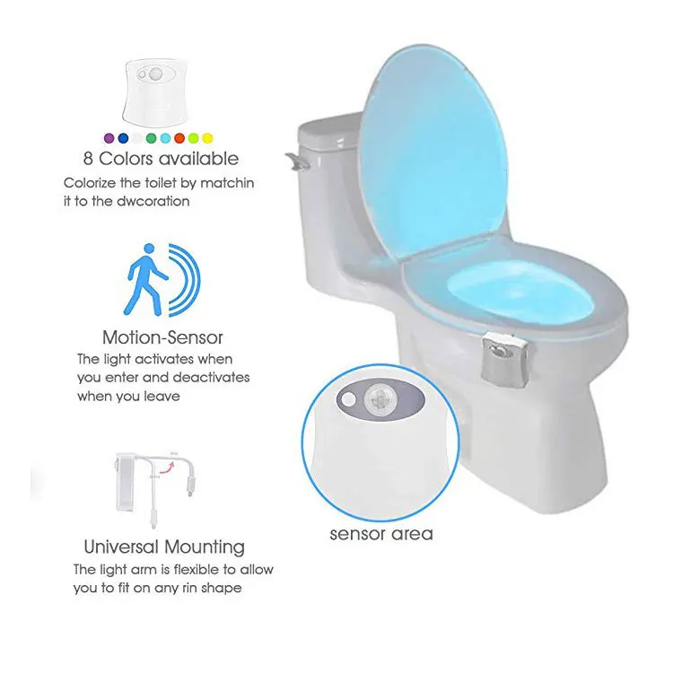 ZK40 8-Color 16-Color Toilet Sensor Light Hanging Toilet Mood Light Toilet Lid Light 3 AAA Batteries (Battery Not Included)
