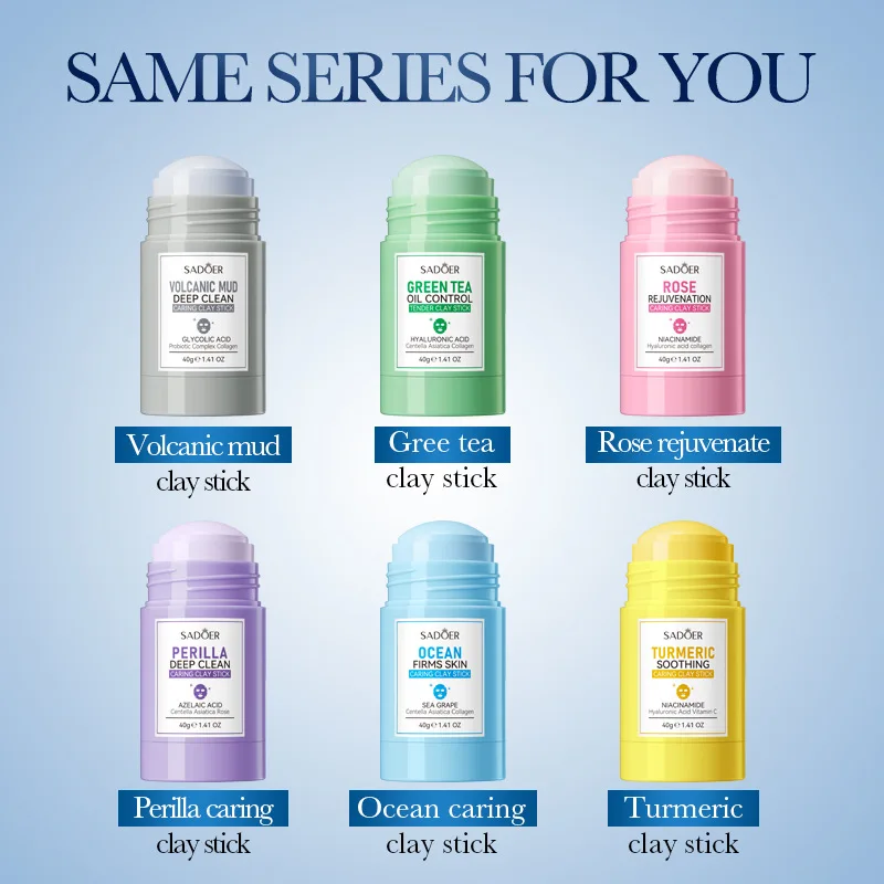 SADOER Volcanic Mud  Face Masks Stick Clay Mask Shrink Pores Deep Blackhead Remover Facial Cleansing Moisturizing