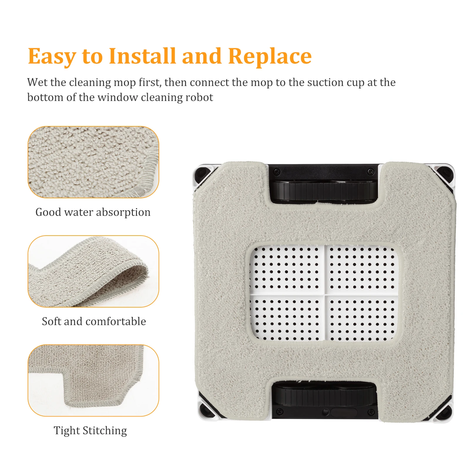 Microfiber Window Vacuum Mop Pad Replacement for Robot Cleaner
