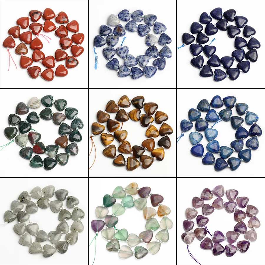 

14mm Love Heart Stone Beads AA Natural Lapis lazuli Indian Agate Jade Beads For Jewelry Making DIY Charms Bracelet Accessories