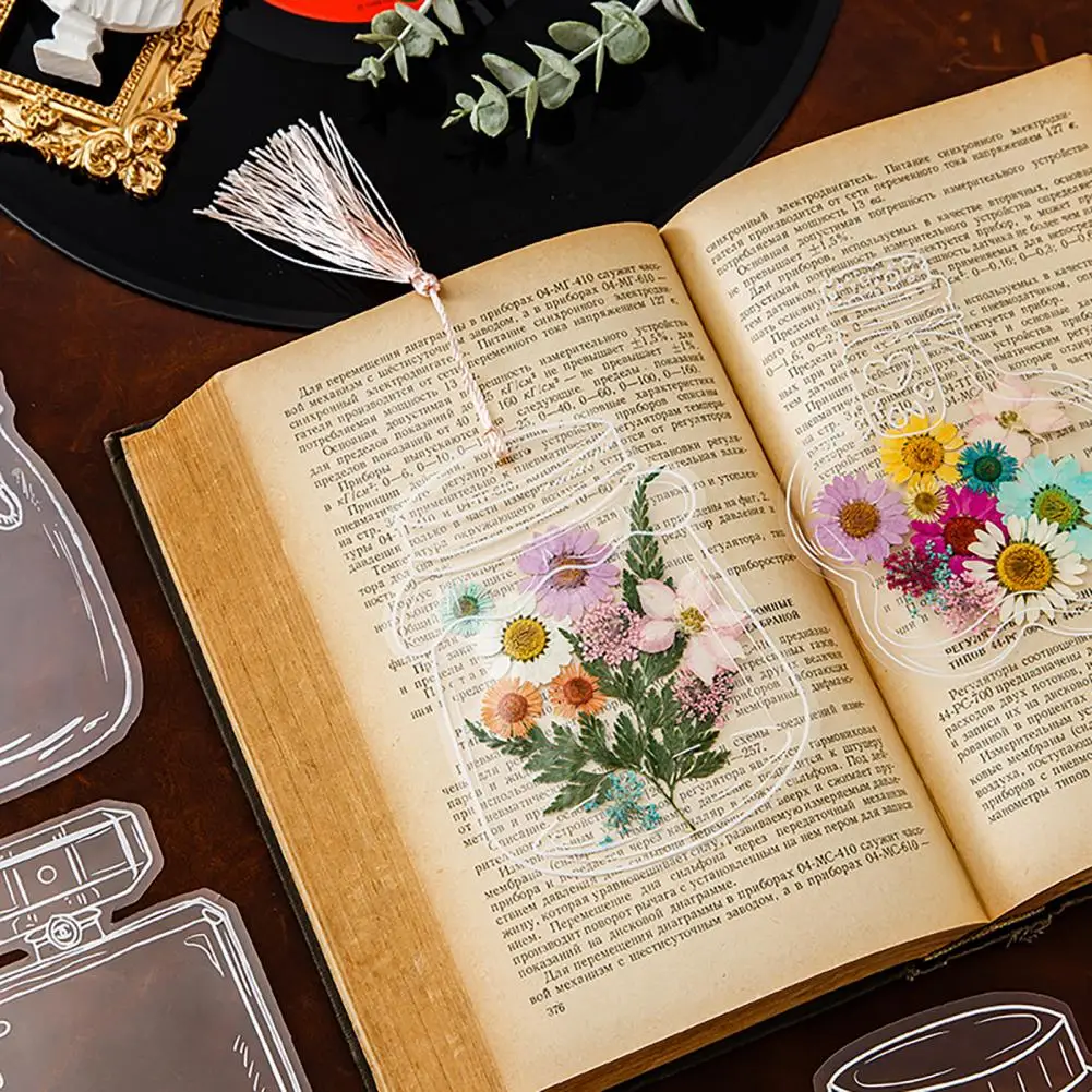 20 Pcs DIY Transparent Dried Flower Bookmarks Floral Plant Clear Bookmarks Decorations Floating Flower And Plant Bookmark Maker floral painting bookmark retro flower bookmark bookmarks stationery supplies