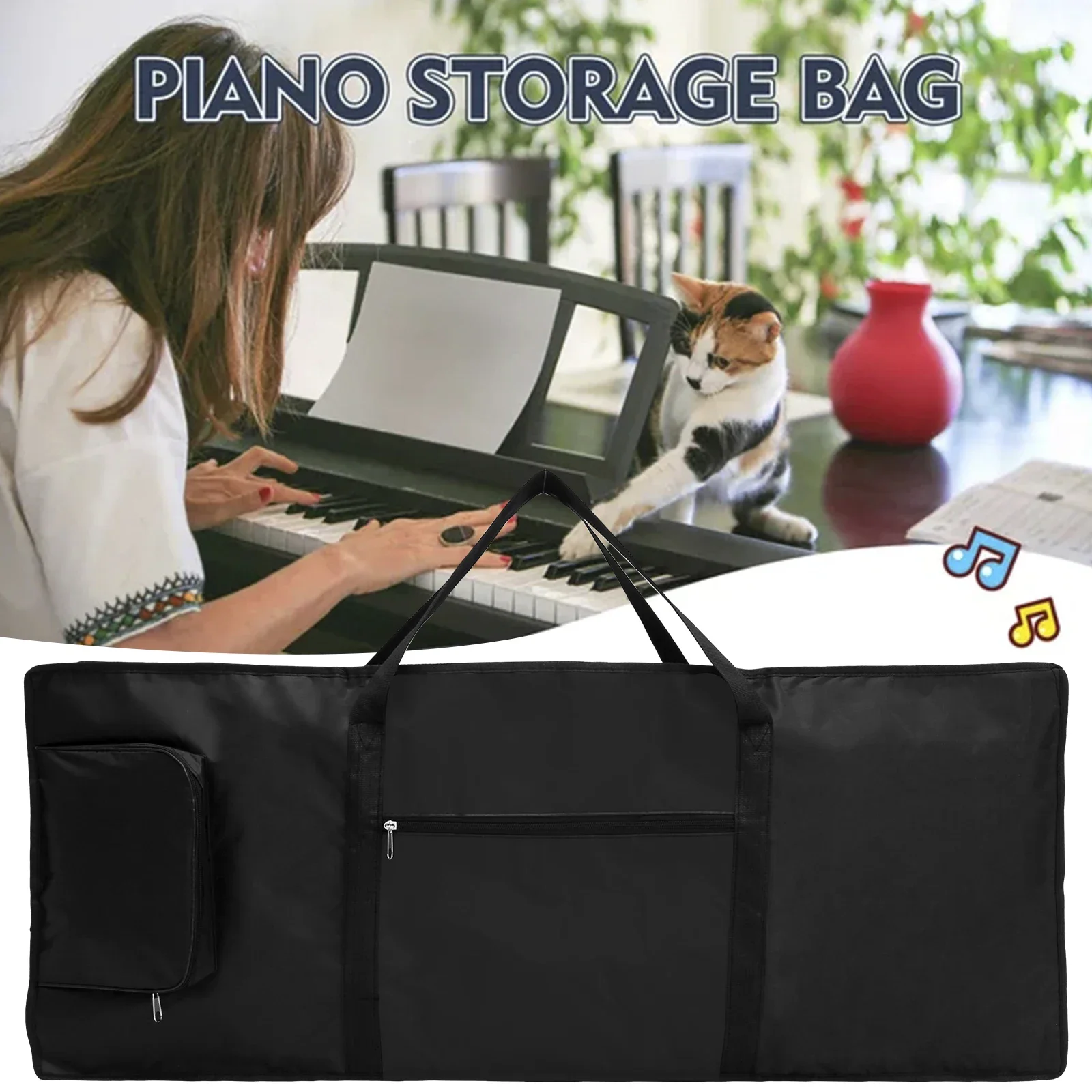 61 Key Keyboard Gig Bag 420D Oxford Cloth Electric Piano Case Portable Keyboard Case with Handle and Adjustable Shoulder Strap