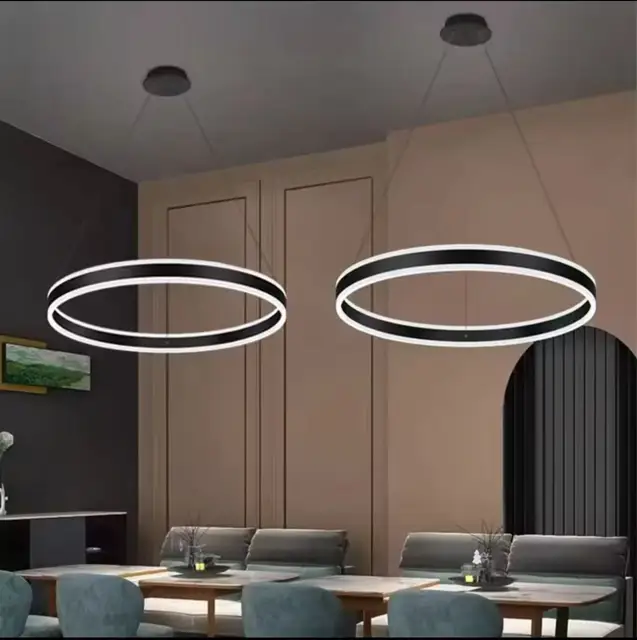 Lámpara de Araña LED para Sala de Estar, Moderna y Sencilla, para Vestíbulo de Edificio Dúplex, Iluminación de Lujo para Restaurante, Acrílico Superior e Inferior 2