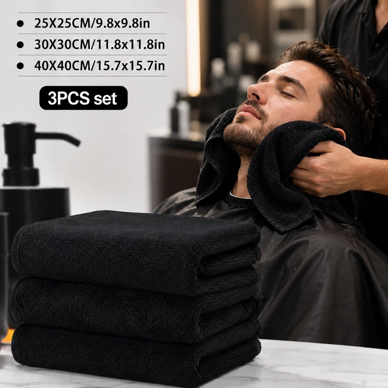 Premium Black Microfiber Towel Set - Soft & Absorbent for Home, Hotel, or Salon Use