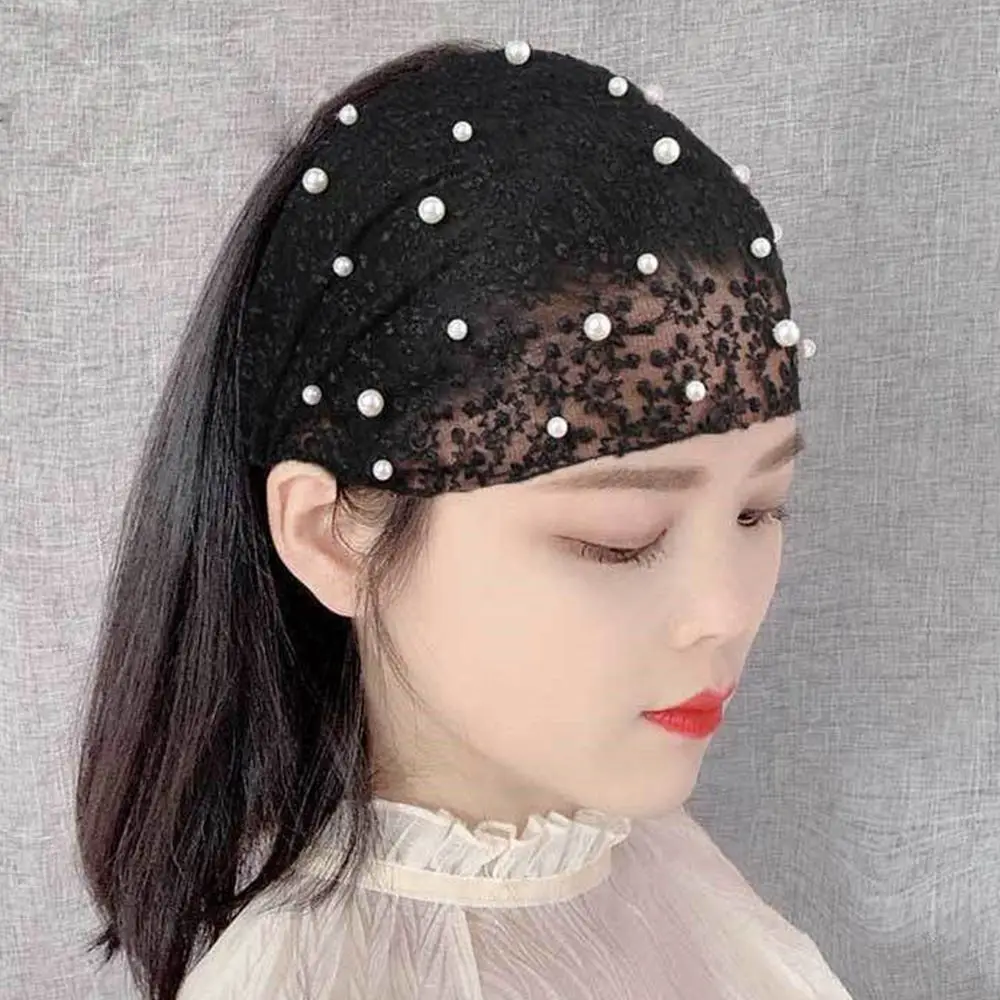 

Design Face Wash Pearls Gift For Mother's Day Korean Style Hair Wear Wide Side Hairband Organza Headband Women Hair Accessories