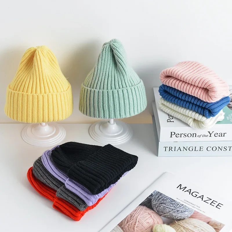 Winter Kids Warmer Knitted Hats for Newborn Boys Crochet Bonnet Toddler Girls Cap Children Baby Photography Props Accessories