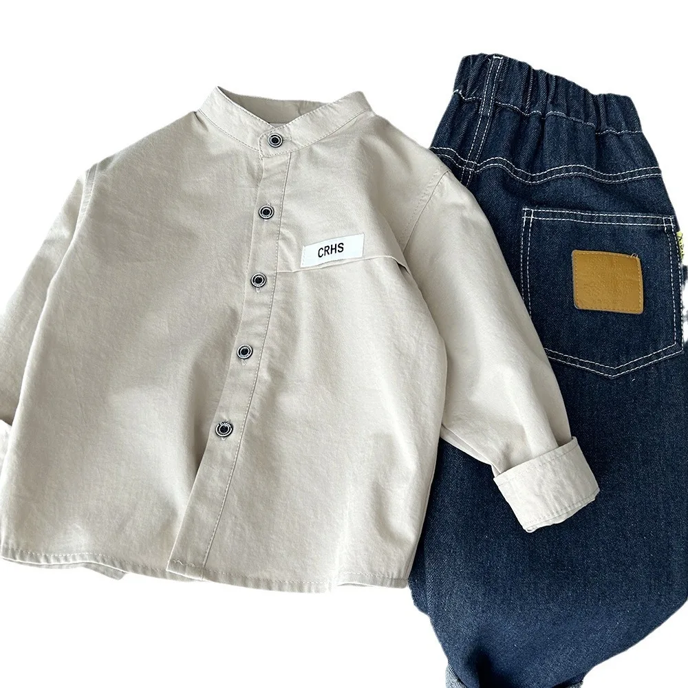 Autumn 3-10 Years Boys Casual Long Sleeve Blouse Three Colors Cotton Shirt