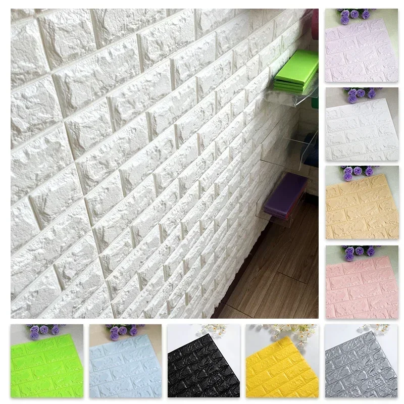 Wall Sticker 3D Wall Stickers Imitation Brick Bedroom Decor Waterproof Self-adhesive Wallpaper Panel for Home Living Room Kitchen TV Backdrop