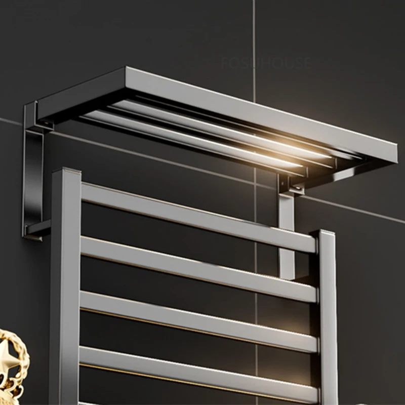 Modern Aluminum Towel Warmer for Bathroom Electric Towel Rack Household  Light Luxury Carbon Fiber Heating Sterilize Towel Heater - AliExpress