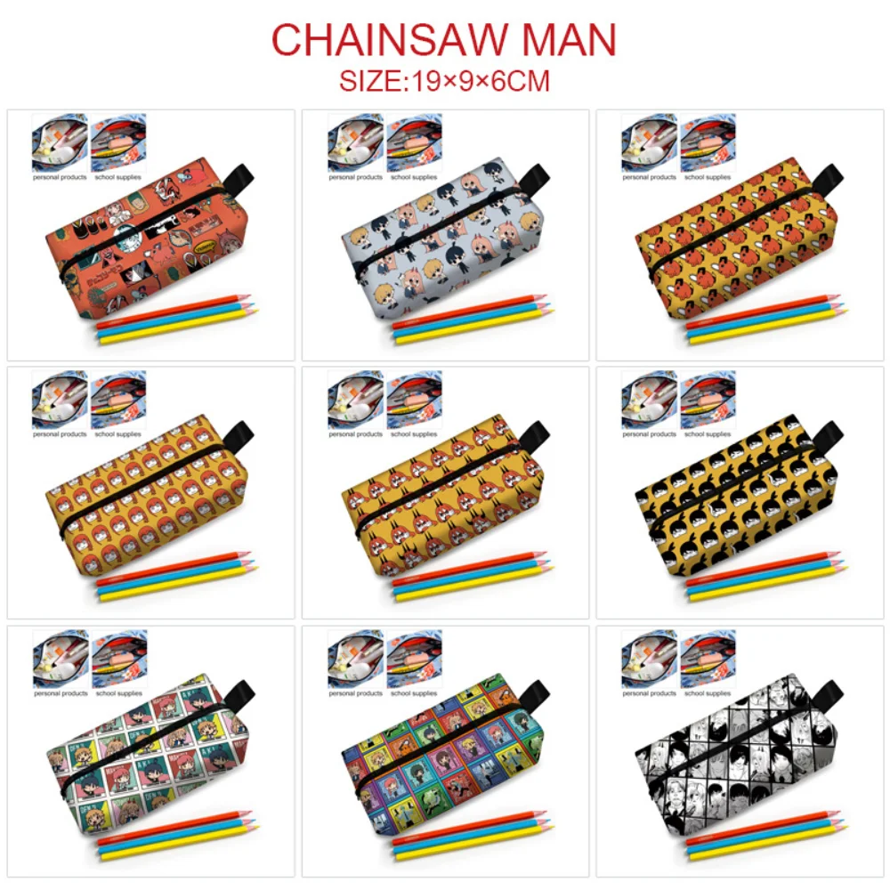 

Chainsaw Man Pencil Case Cartoon High-capacity Student Zipper Portable Penbag Boys Girls Makeupbag Cosmetic Stationery Bags