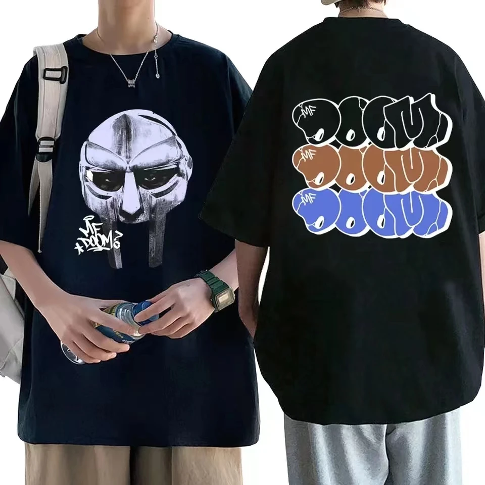 Rapper Mf Doom Mask Madlib Madvanlain Graphic Print Tshirt Uomo Hip Hop Fashion Trend T-Shirt Uomo Vintage Oversize T-Shirt