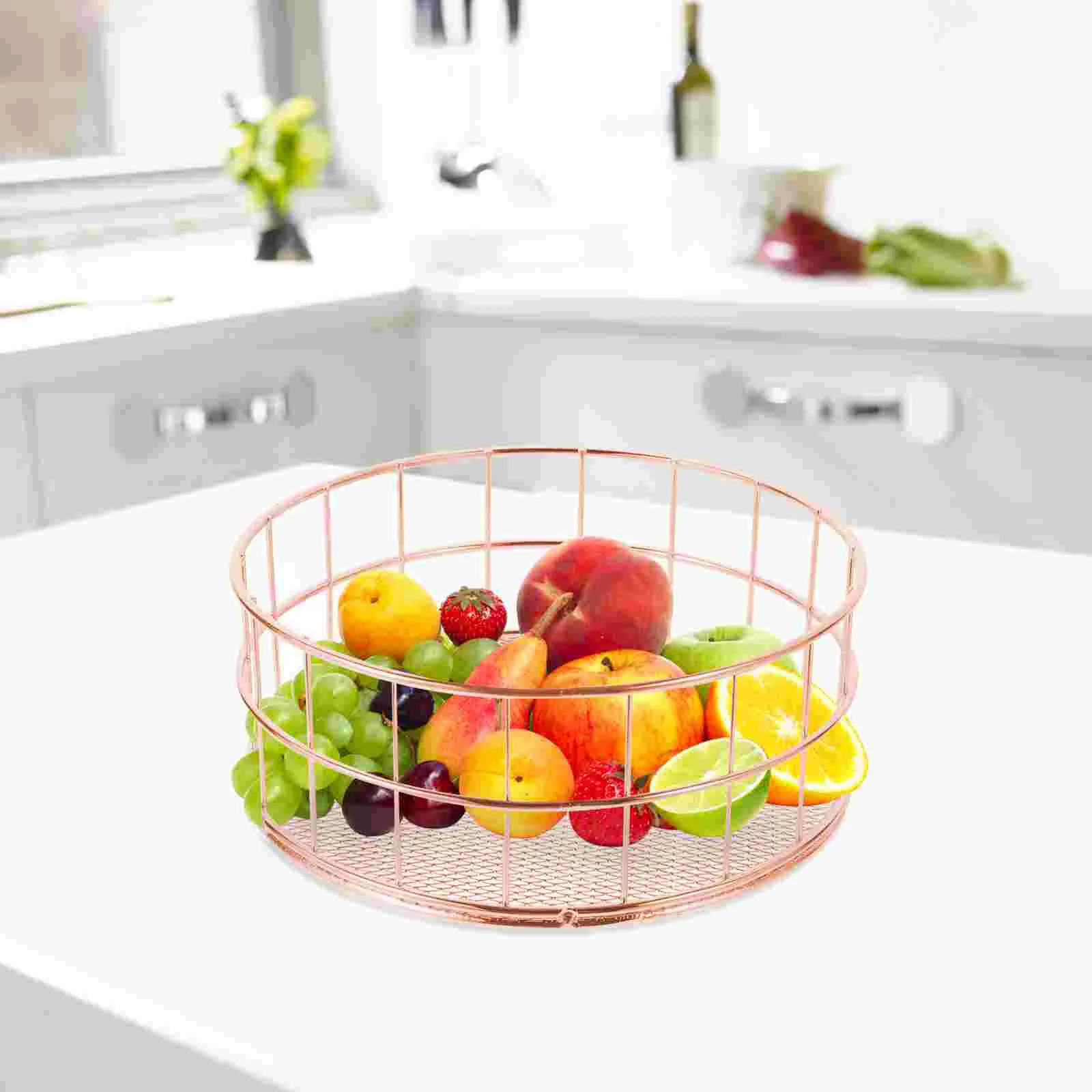 

Iron Mesh Bottom Disc Office Storage and Organization Basket Electroplated Frame Box (rose Gold) Organizer Household Tinsel