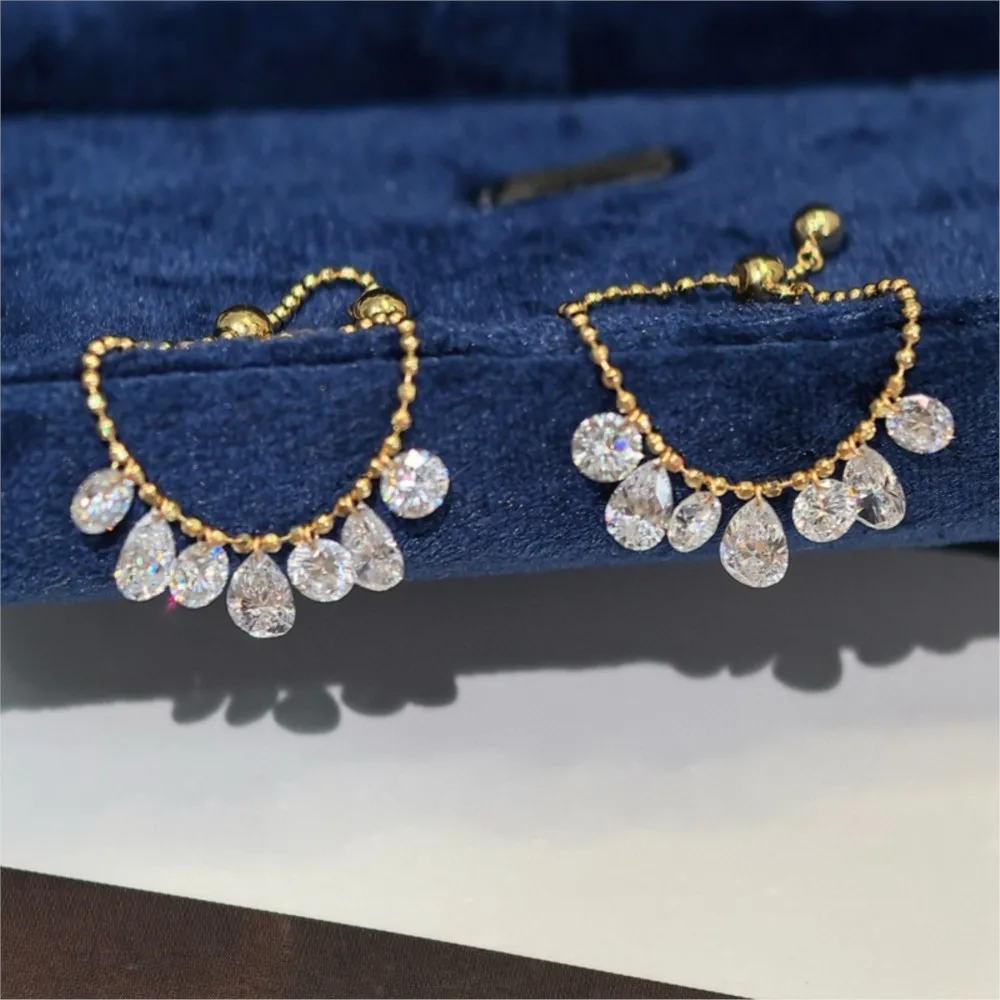 Light Luxury Fairy-Inspired Waterdrop Tassel Sparkling Zirconia Pendant Adjustable Ring for Women Stylish Jewelry Accessory