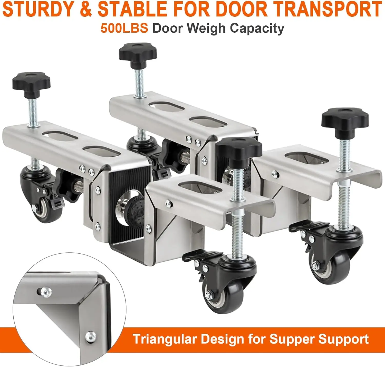Door Installation Kit, Heavy Duty Door Board Dolly for 1-3/8" and 1-3/4" Pre-Hung, Slab, and Front Doors, Stainless Steel Instal 4