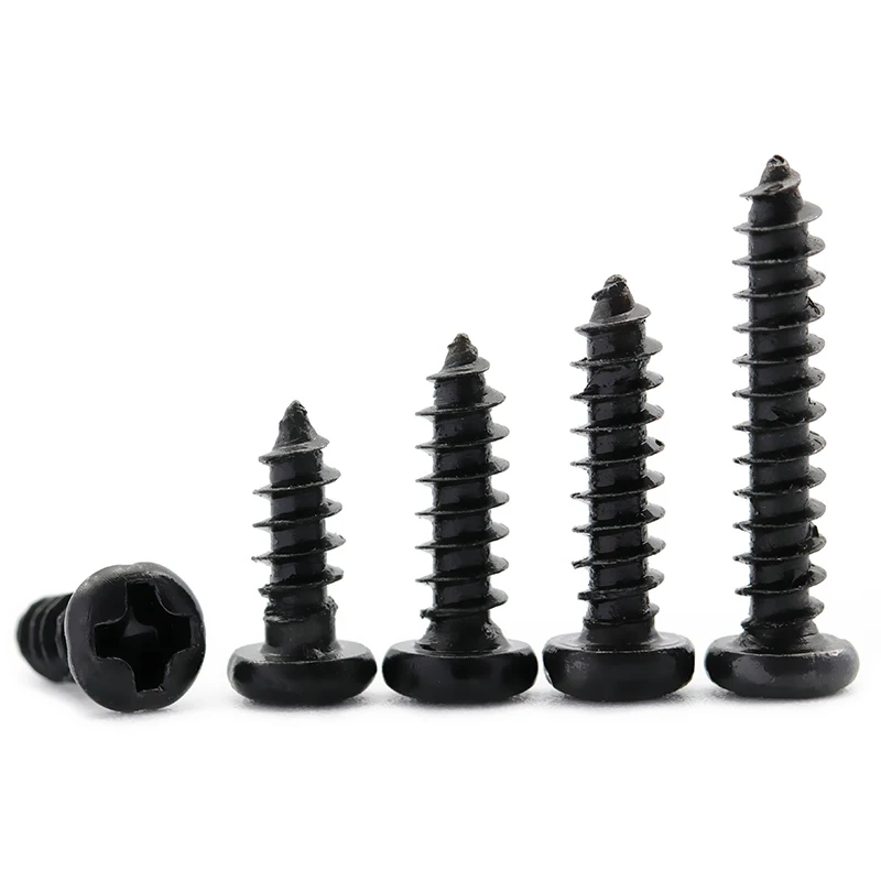 M1 M1.2 M1.4 M1.7 M2 M2.6 M3 M3.5 Black Steel Small Phillips Flat Cross Round Pan Head Self-tapping Screw 50/ 100/ 200/ 500pcS round pan head screw self tapping screw tapping screws phillips flat screw cross recessed pan head screw cross phillips screw phillips pan head screw phillips head screw cross round pan head screw cross round head screw