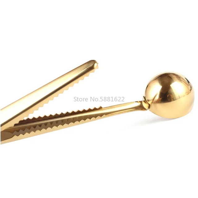 Two-in-one Stainless Steel Coffee Spoon Sealing Clip Kitchen Gold Accessories Recipient Cafe Expresso Cucharilla Decoration 3