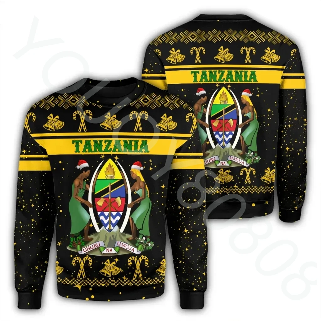 

African Region Sweater Men's Harajuku Sports Casual Sports Street Street Style Print Tanzania Sweater Christmas Round Neck