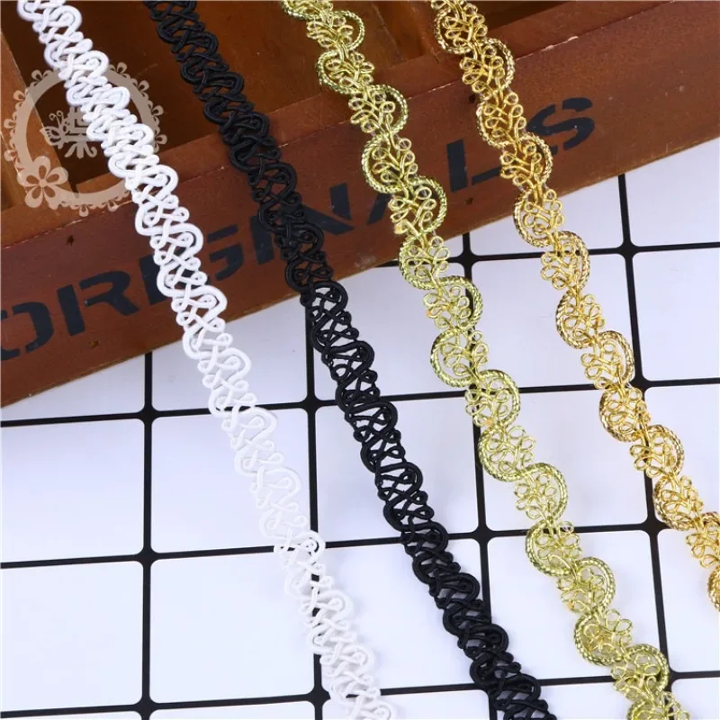 Lace Trim Accessories 5 Yards Gold and Silver Wavy Lace Polyester Lace