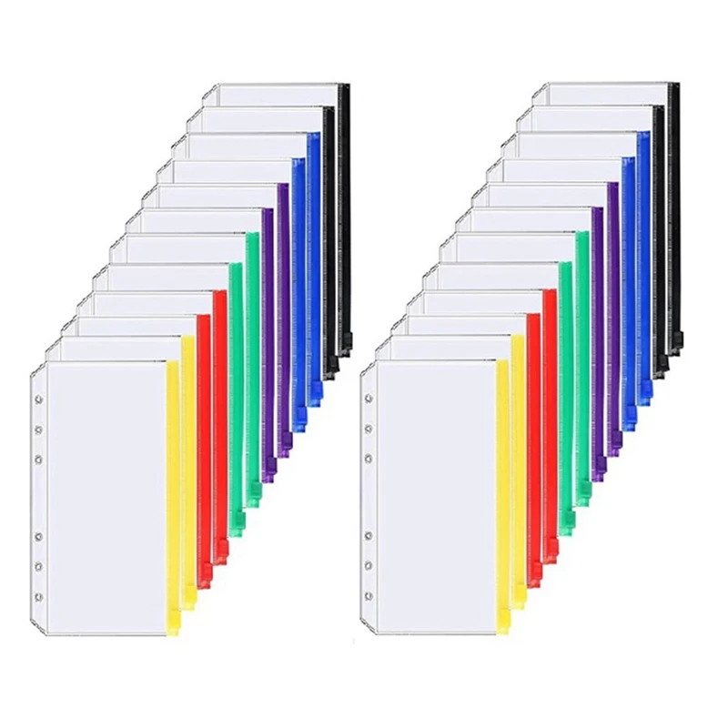 A85Q-24PCS A6 Size Waterproof Pouch Circular Knitting Needle Pouches Zipper Folders For Cable Knitting Needles Storage
