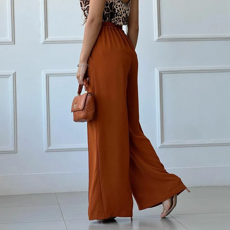 Casual Loose Wide Leg Pants For Women Fashion Solid Folds Streetwear Pocket Pant Spring Autumn High Waist Trousers Black