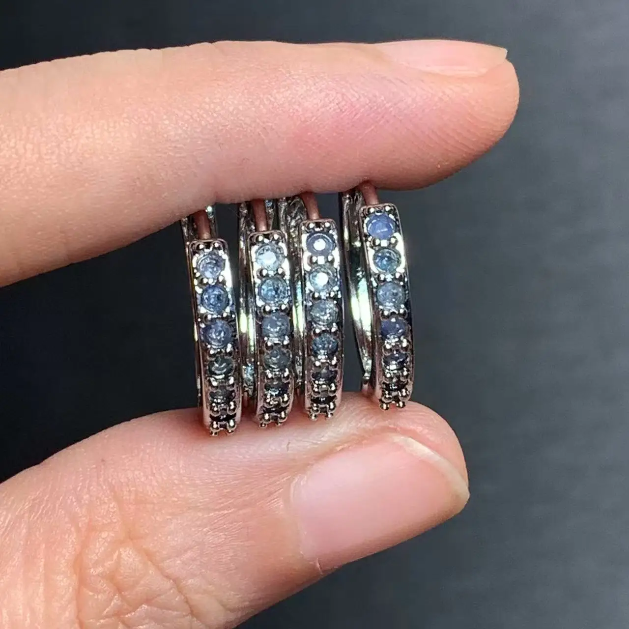 Vintage Natural sapphire Hoop Earrings Simple Classic Round Circle Gemstone Jewelry Handmade