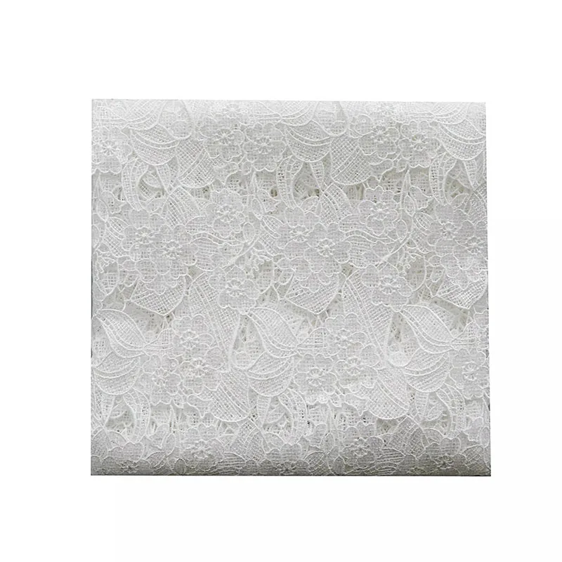 Pure White Embroidered Water-soluble Hollowed Out Lace Fabric For Wedding Dresses and Cheongsam Clothing Sewing Fabrics