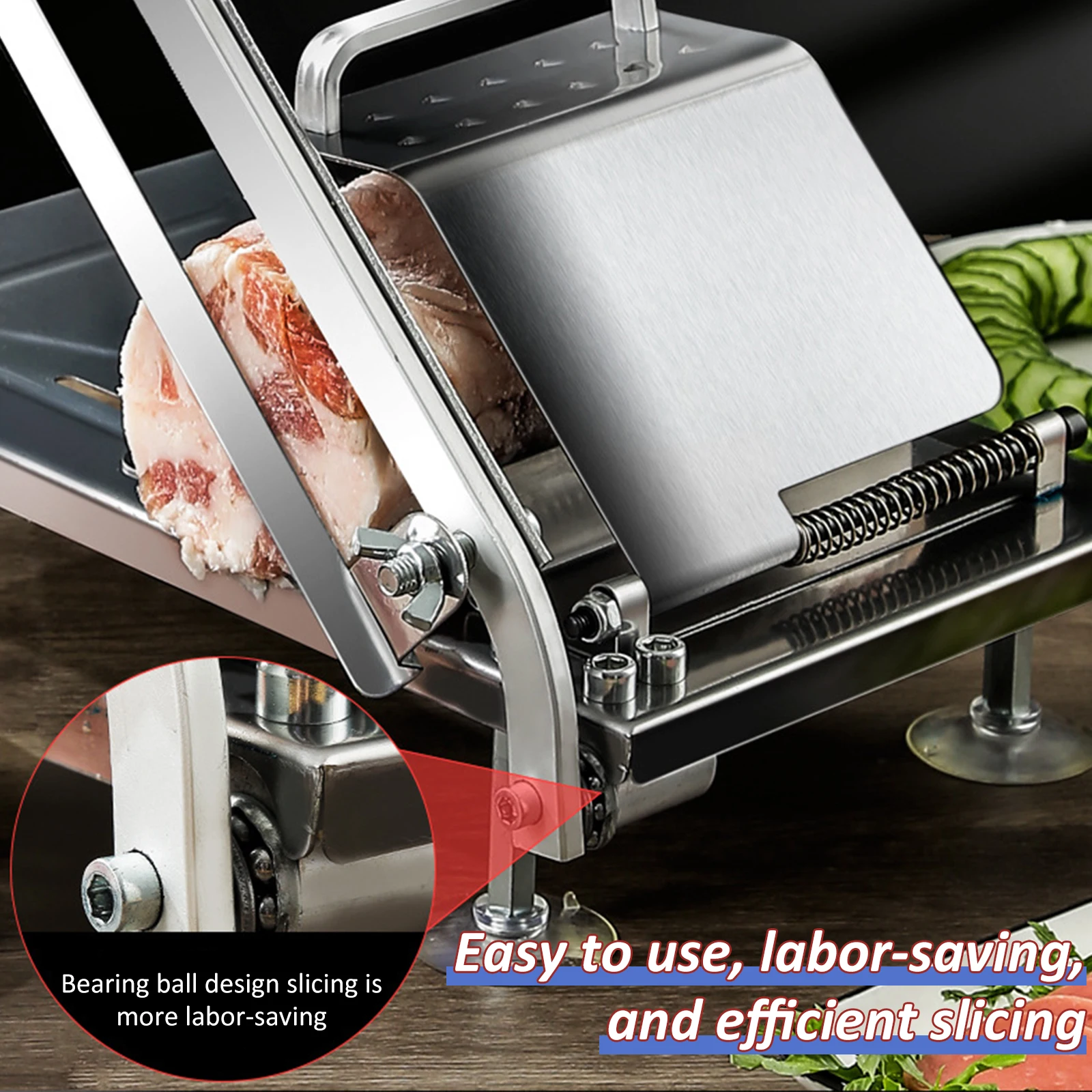 Mutton Roll Slicer Machine Stainless Steel Meat Slicer Beef Thin Slice Manual Frozen Meat Cutter for Meat Kitchen Accessories