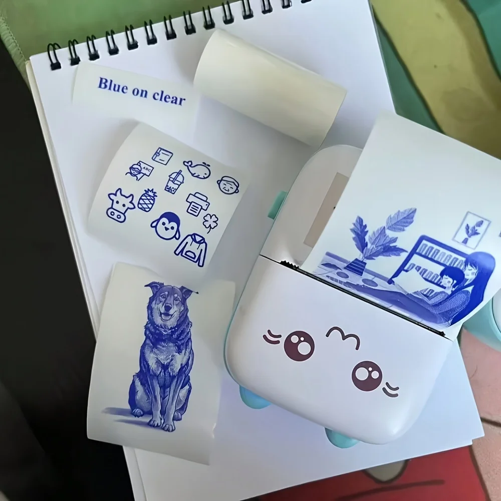 Transparent Color Printing Paper/Blue/Green/Black, Mini Transparent Tape 57mm, Compatible with Mini Printers for Coloring Print