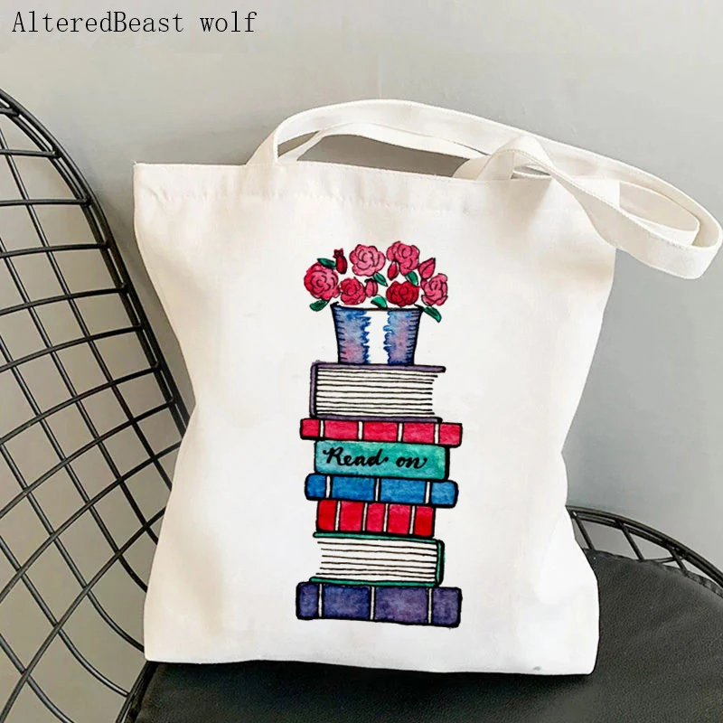 Women Shopper bag Just one More Chapter book Kawaii Bag Harajuku Shopping Canvas Shopper Bag girl handbag Tote Shoulder Lady Bag