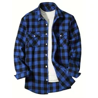 Chemises pour hommes simple boutonnage classique Plaid intelligent décontracté chemise en flanelle à manches longues poitrine deux poches conception printemps automne hommes hauts 5