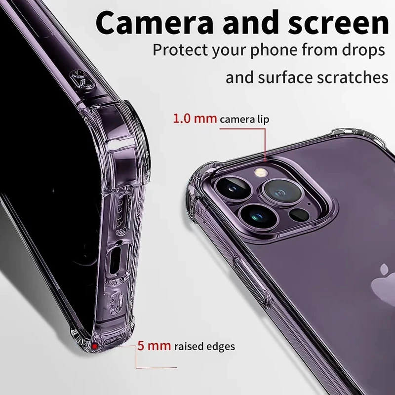 Luxury Shockproof Clear Silicone Phone Case - Transparent Slim Bumper Shell Back Cover