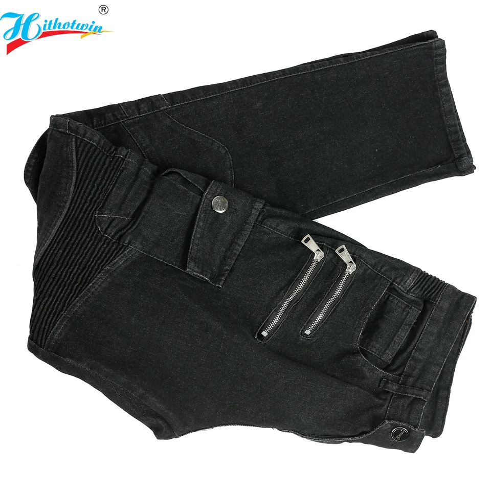 남성용 오토바이 청바지 보호 라이딩 팬츠 오토바이 바지 블랙 사계절 모토크로스 지퍼 아머 HI07